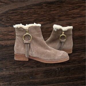 See by Chloe Louise Women Suede Ankle Boots 7.5 Tan